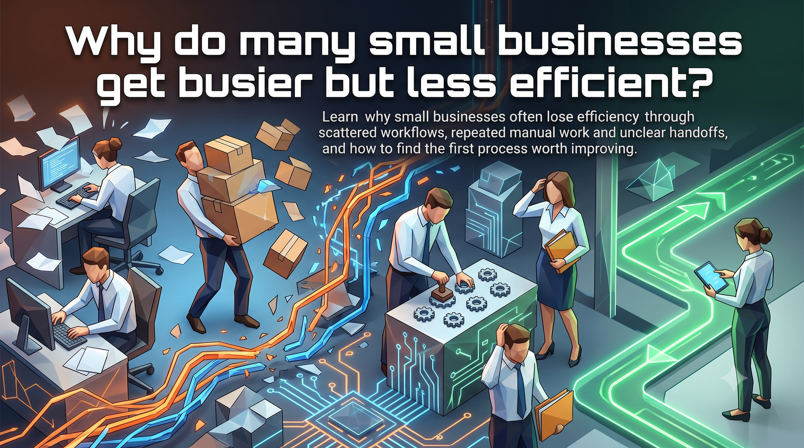 Abstract workflow diagram for small business efficiency