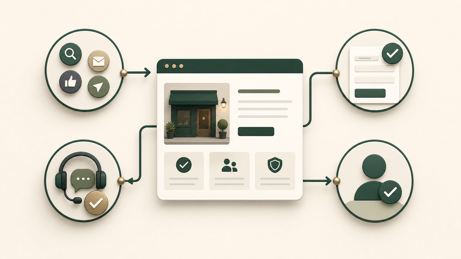 A small business website measurement dashboard connecting traffic, form completion, qualified enquiries and follow-up.